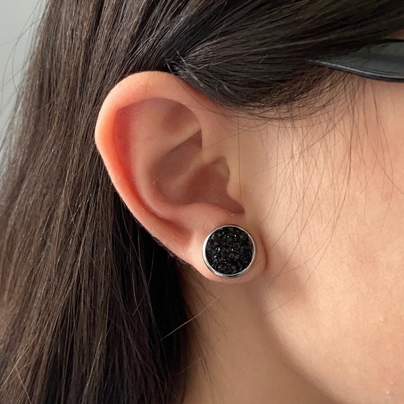 NEW Stainless Steel Druzy Stud Earrings - 12mm - Picture 8 of 9